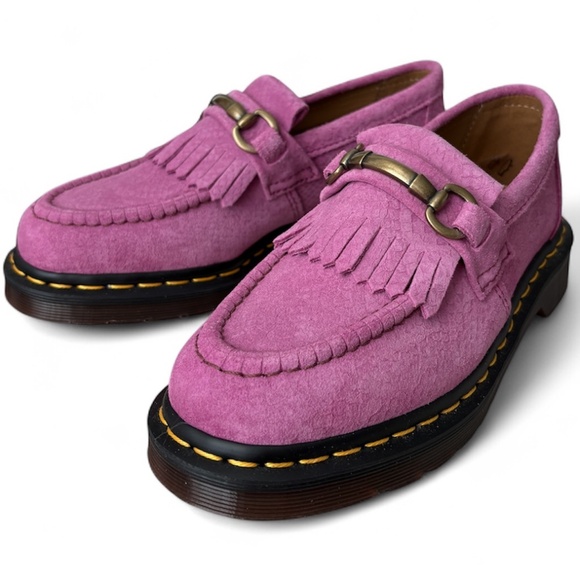 Dr. Martens Adrian Snaffle Thrift Pink Repello Calf Python Embossed Loafers Sz 7 - Picture 1 of 11